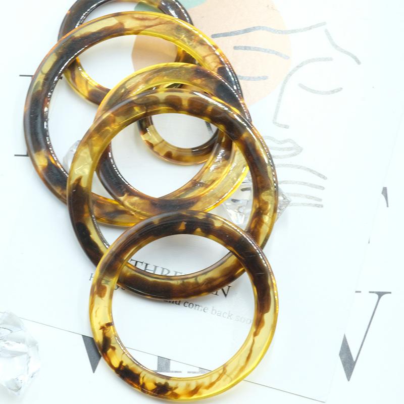 现货豹纹树脂圆环透明咖花 树脂腰扣包包扣 环连接扣圆圈厂家直