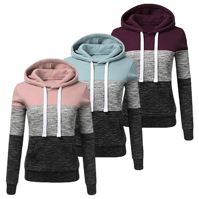 foreign trade european and american women's clothing casual hooded sweater women women's sweater color matching hoodie women's coat sweatshirt women's