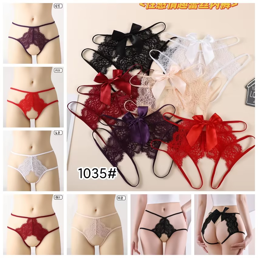 New lace style women's shorts and underwear, women's seamless lace low-waisted thong, lace solid color underwear details Picture