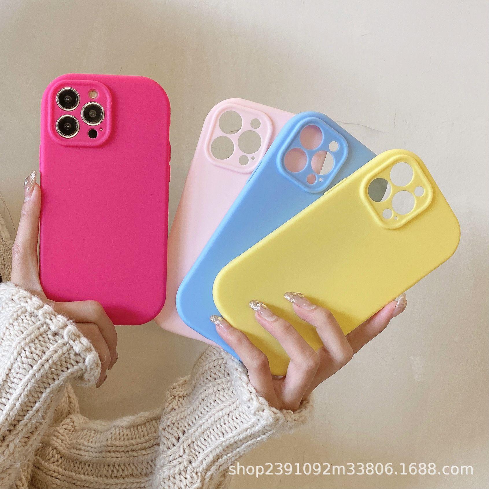 suitable for iphone15 fine hole pudgy mobile phone case creative solid color tpu apple 14 small fat man phone case