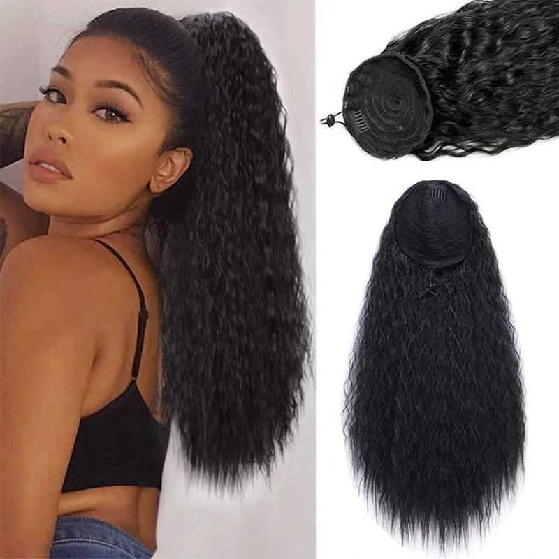 Wig Ponytail Corn Curler Drawstring Net Pocket Elastic Net Long Hair Wig Fluffy Corn Stigma Hair Extension