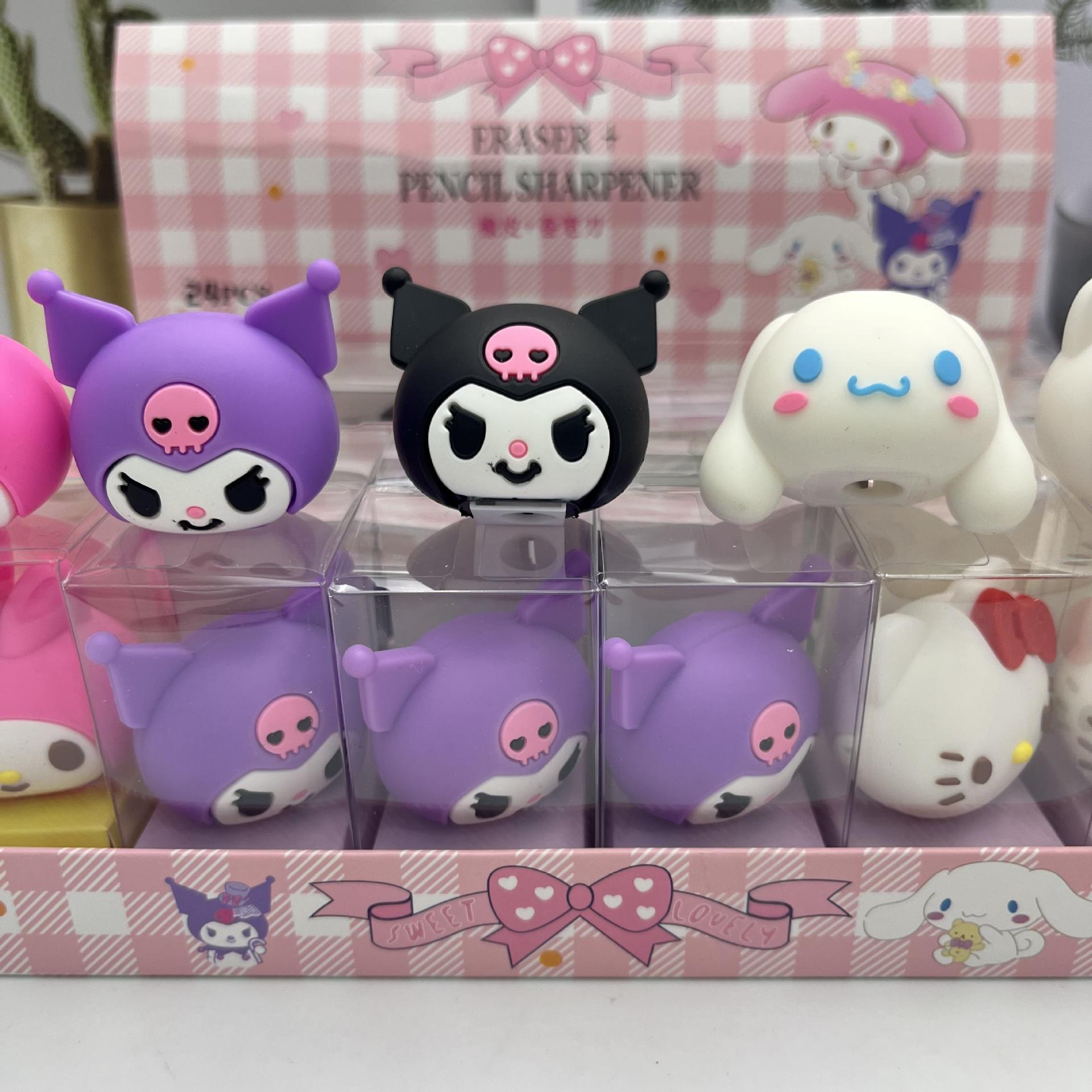 anime sanrio pencil sharpener + eraser lolometi hello kitty pencil sharpener turn pen planer stationery prizes details Picture