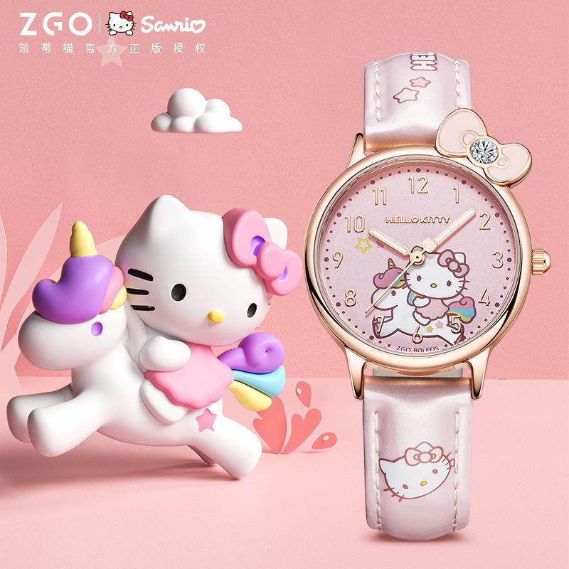 zgo sanrio genuine children's watch female student girl hello kitty waterproof luminous cartoon watch quartz watch
