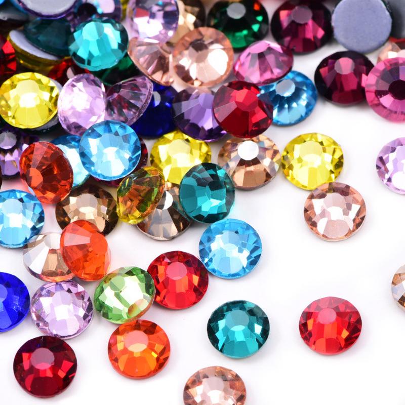 ss3-50 average surface hot drilling manicure jewelry crystal glass flat bottom stick-on crystals rubber bottom drilling rhinestone diy mobile phone ornament