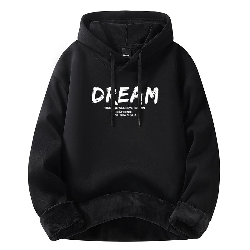 sweater men's 2024 autumn and winter new youth loose cotton hoodie male and female large size velvet hoodie tide details Picture