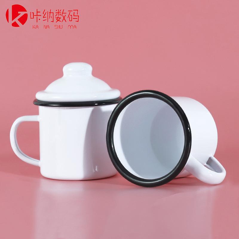 厂家直销怀旧语录搪瓷礼品杯现货批发复古热转印空白杯创意马克杯细节图