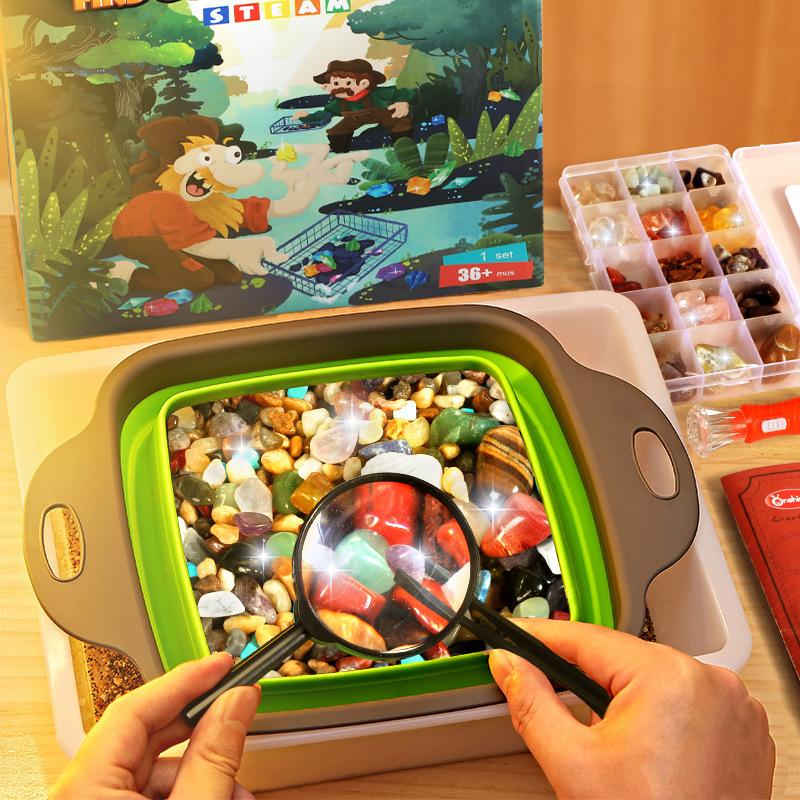 Children's Gold Sand Toy Hunter Tao Ore Playing Sandbag Tool Set Treasure Hunting Crystal Gem Test