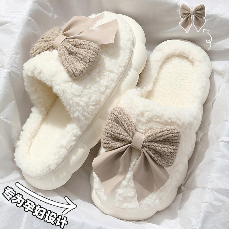 confinement cotton slippers women's winter 2024 new bag heel indoor home warm velvet cotton shoes women's winter full figure