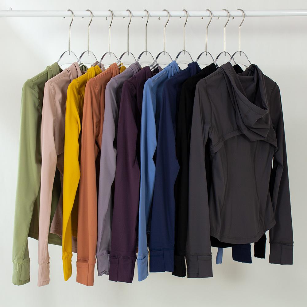 new yoga wear fall/winter hot-selling ladies hooded solid color jacket casual sports night running yoga cardigan hoodie
