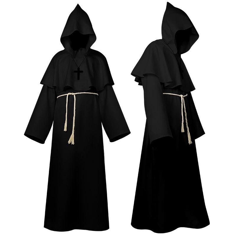 Halloween Cospy Medieval Cloak Monk Costume Wizard Monk Costume Priest Robe Hoodie Cloak Costume Application Scenario