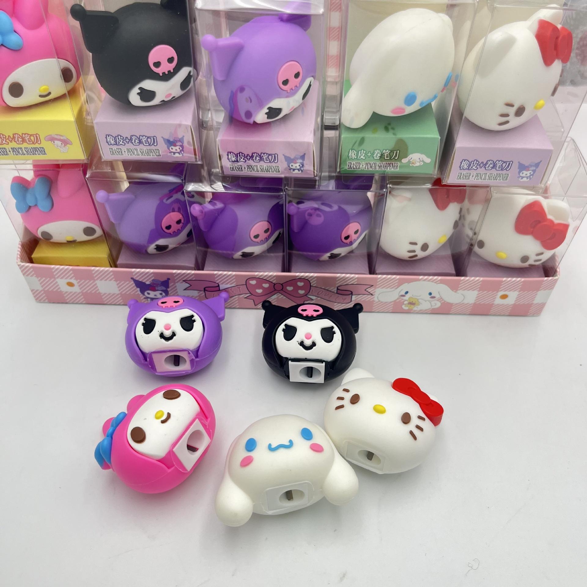 anime sanrio pencil sharpener + eraser lolometi hello kitty pencil sharpener turn pen planer stationery prizes Application Scenario