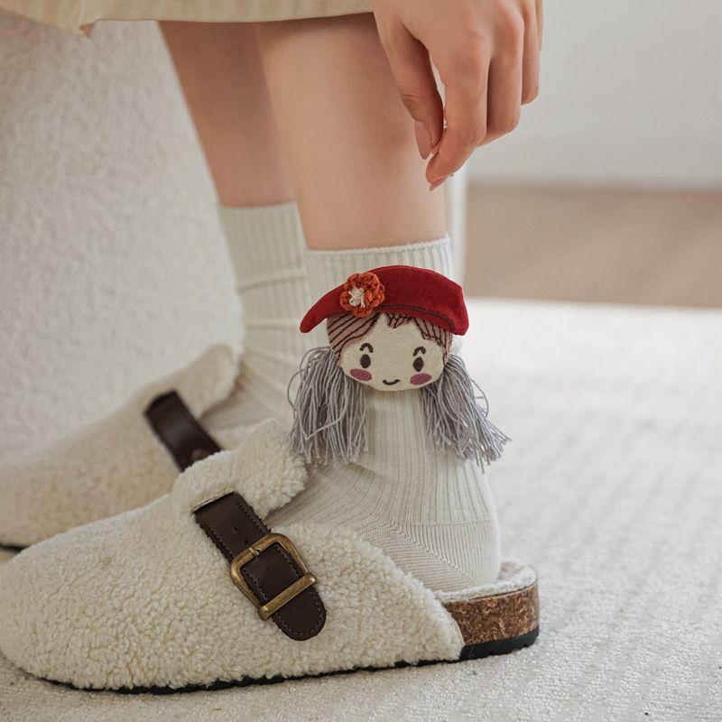 2024 zhuji new socks autumn and winter thickened warm and cute girl rabbit cartoon doll home tube socks details Picture