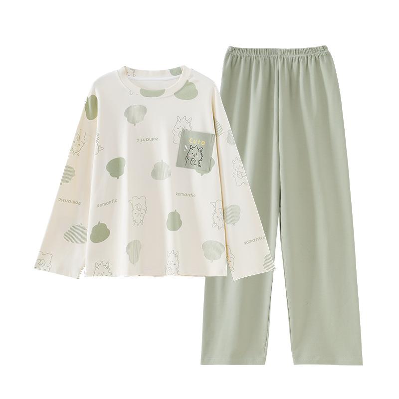 pajamas women's long-sleeved trousers sweet girl cute cartoon korean ladies home leisure suit spring and autumn can be worn outside Item Picture