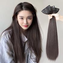 wig women's three-piece wig set invisible seamless hair growth long hair patch short hair fluffy straight hair hair extension