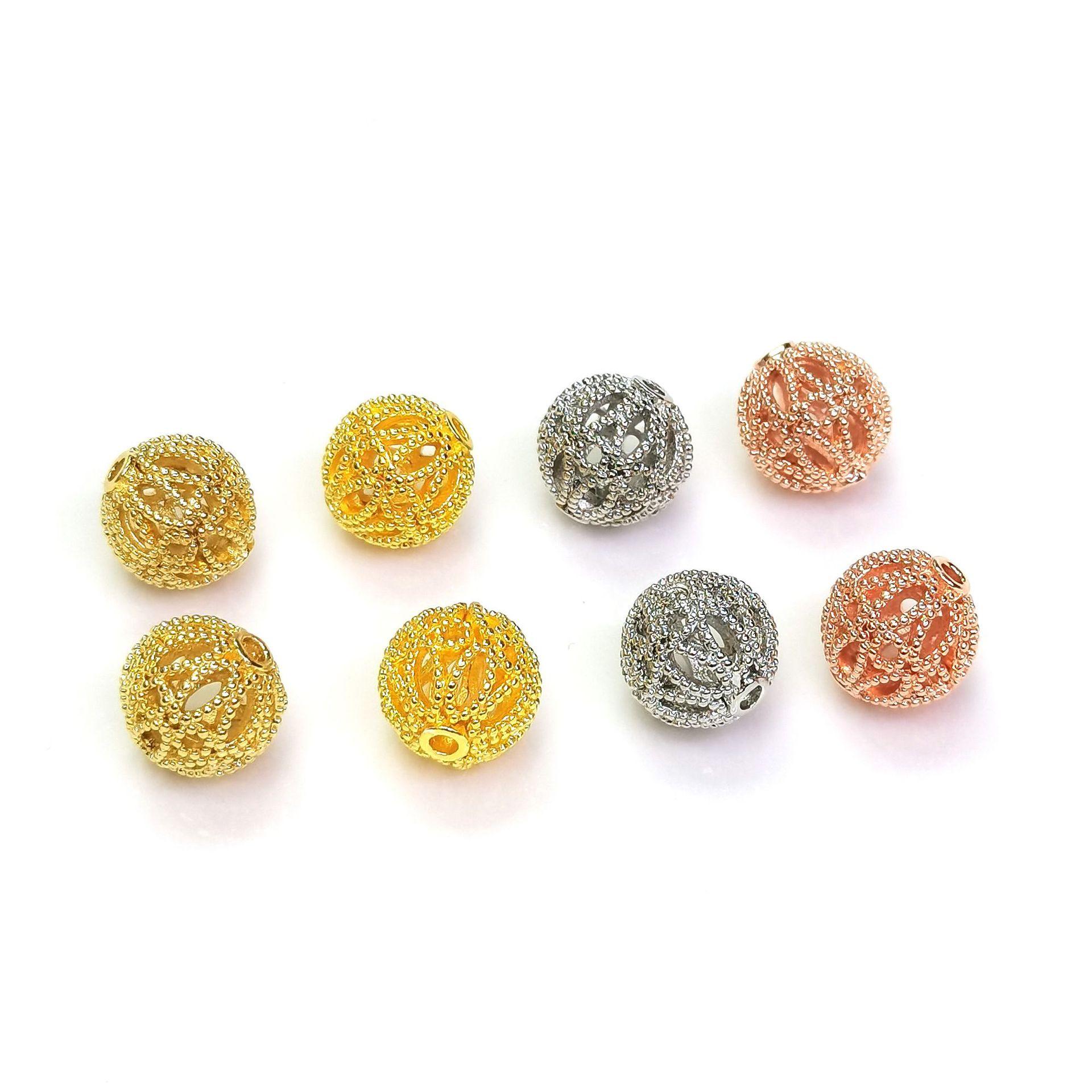 14k gold-plated color retention hollow ball diy handmade round beads ornament accessories necklace bracelet string beads spacer beads material
