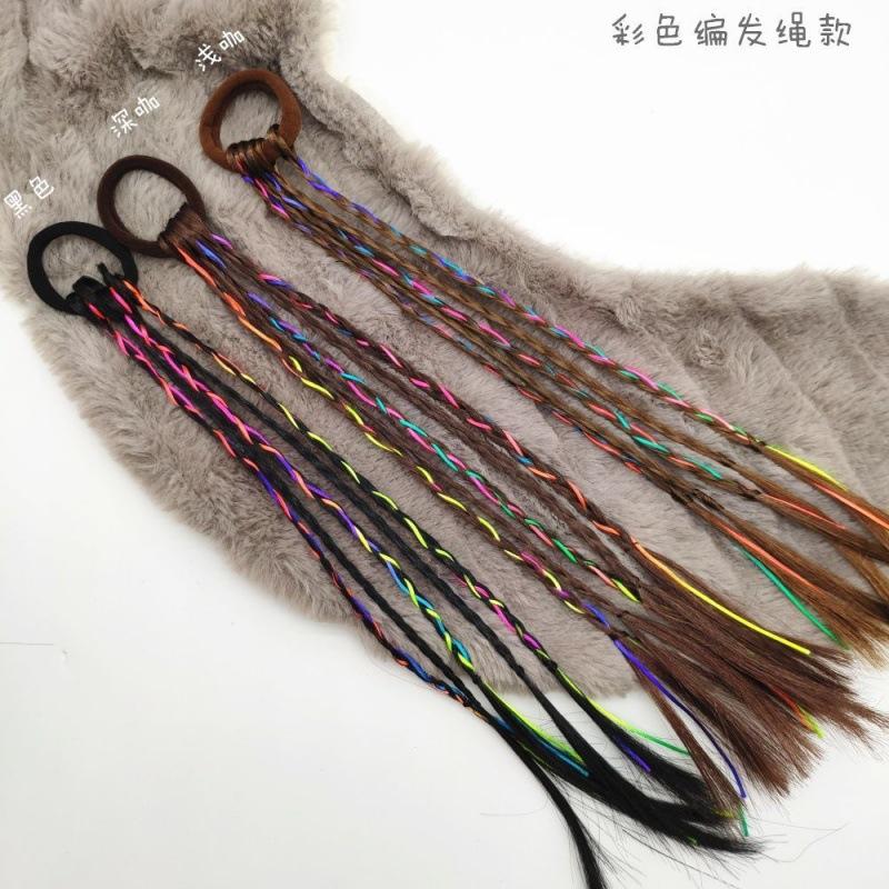 lanlan ornament colorful ropes dirty braid wig female horse tail color braided braid wig hair extension gradient