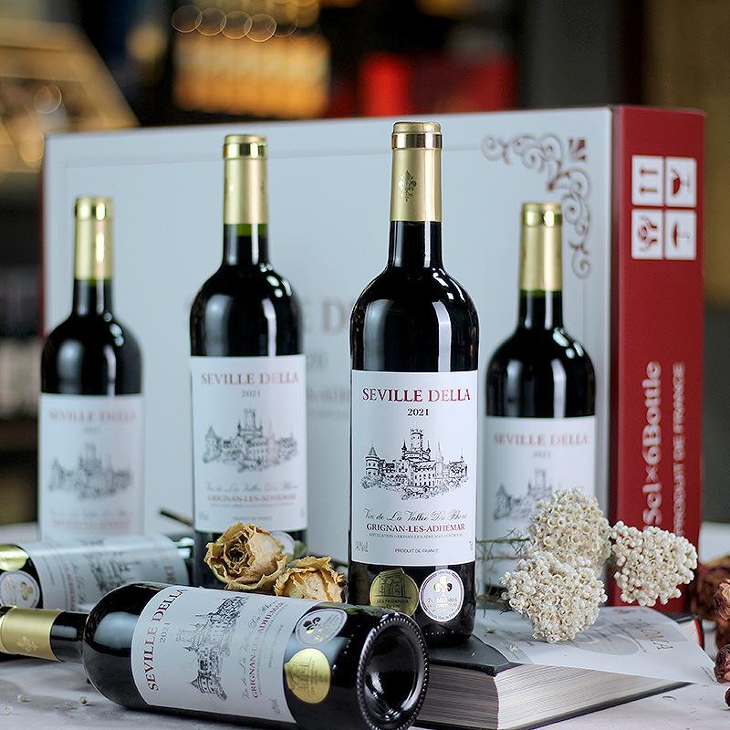 french red wine original bottle imported mid-autumn festival gift box original cotes du rhone aop dry red full box wine wholesale details Picture