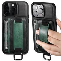 Suitable for iPhone 14pro Apple 15 Card Phone Case Samsung S23 Wrist Strap A54 Google Sony Leather Case