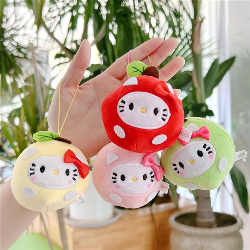 Cute Little Apple Hello Kitty Doll Small Pendant Wholesale Plush Toy Cute Cat Doll Popular Keychain