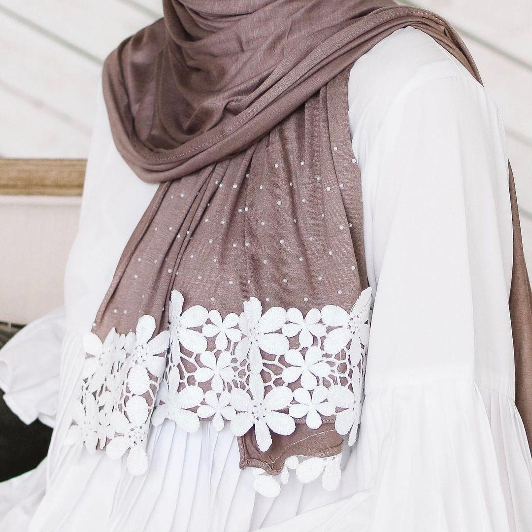 Cross-Border Malaysia New Knitted Fabric Hot Drilling New Mercerized Cotton Lace Elastic Shawl Scarf