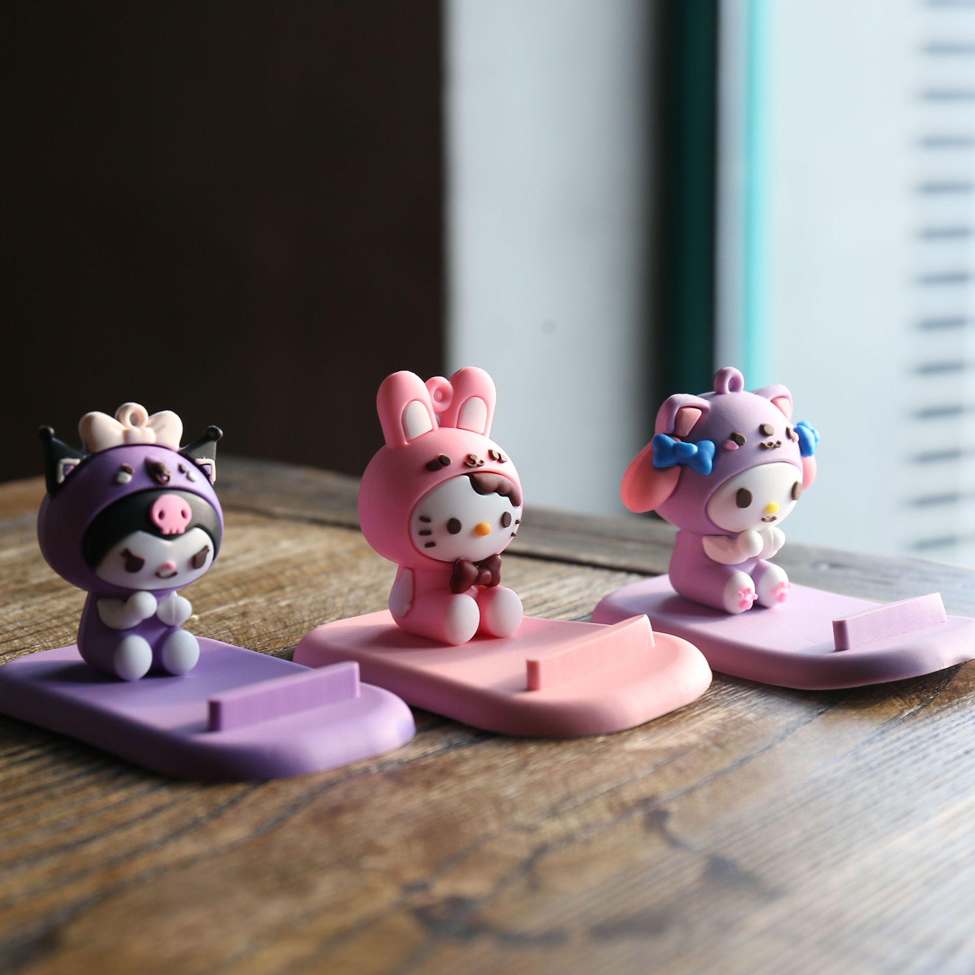 PVC Flexible Glue Silicone Sanrio Clow M Melody Hello Kitty Super Mary Stitch Mobile Phone Holder