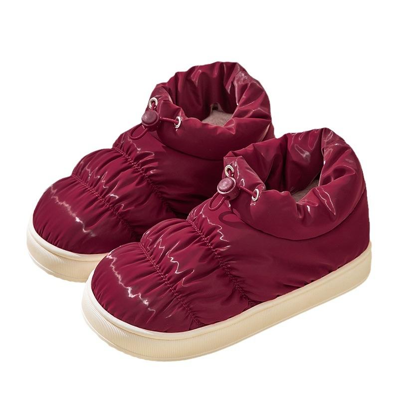 down cotton slippers women's winter thick-soled home warm home couple's drooping snow boots outdoor cotton-padded shoes men's Item Picture