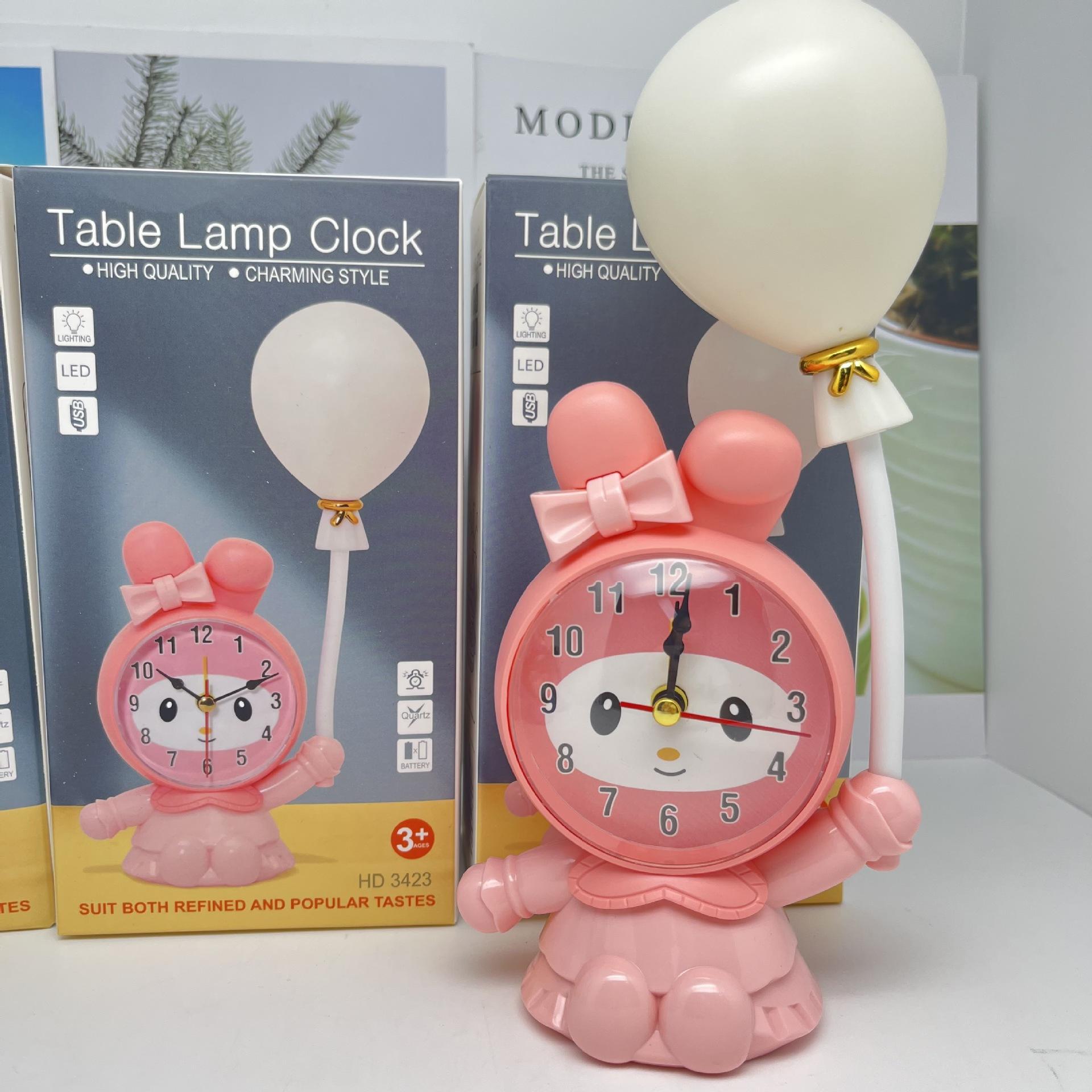 cartoon clow m melody balloon desk light clock loromi bedroom decoration clock with bulb ornament clock Specification drawing