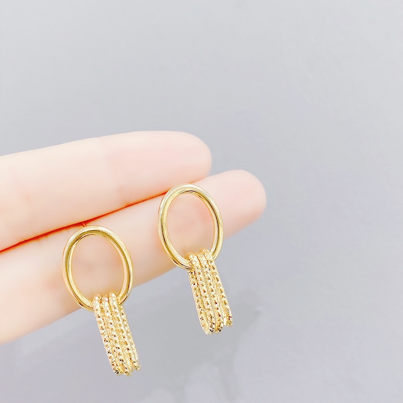 S925 plateado aguja largo borla pendientes coreano temperamento simple brillante metal pendientes multicapa personalidad francés viento frío mujeres accesorios