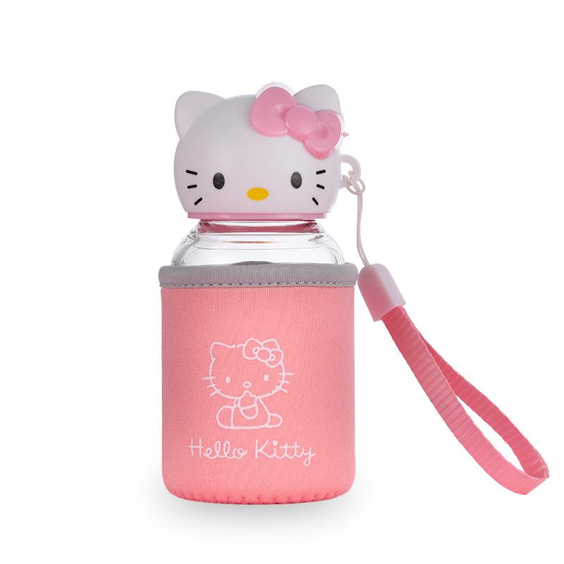 Anling Borosilicate Glass Water Cup Creative Hello Kitty Head Cover Water Cup Girl Small Gift Cute Water Glass