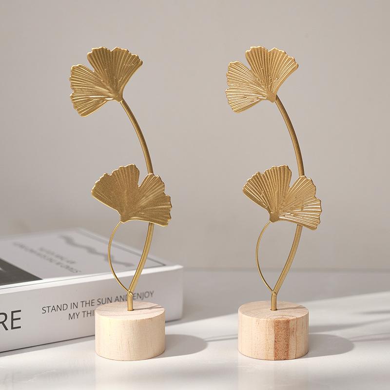 nordic style iron art ginkgo leaf decoration creative home living room entrance and wine cabinet decoration light luxury metal crafts Specification drawing