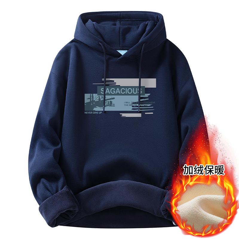 400g brushed hoody men's spring, autumn and winter new round neck couple's thick loose top teen coat