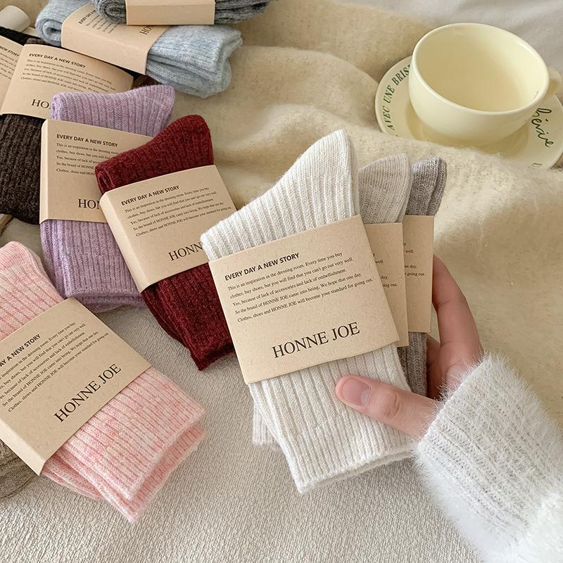 wool socks women's autumn lunar november socks thickened thermal home wear floor winter japanese style simple cashmere pile style long socks Specification drawing