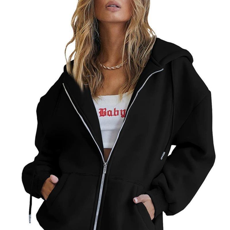 cute hoodies for women teen girls fall jacket oversized sweatshirt casual drawstring clothes zipper thick