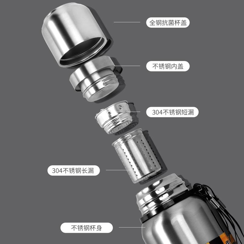 316户外大容量运动水壶全钢杯盖不锈钢俄罗斯保温杯茶水分离水壶细节图