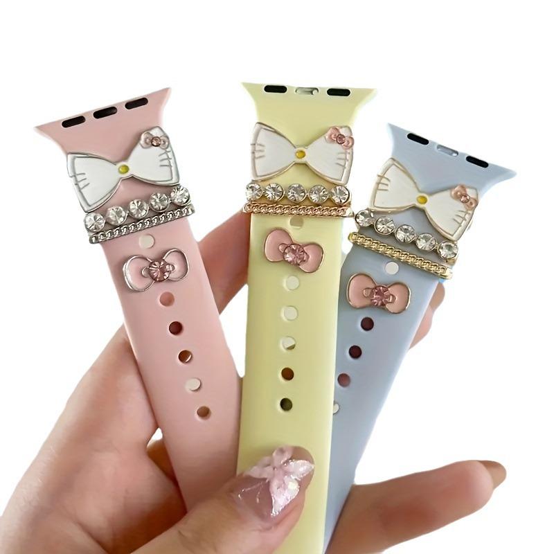 cartoon hello kitty apple silicone watch strap decorative iwatch strap decorative ring Item Picture