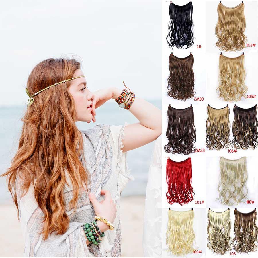 amazon foreign trade european and american cos mermaid hair extension fish line curly hair straight hair multi-color optional ponytail hair extension details Picture
