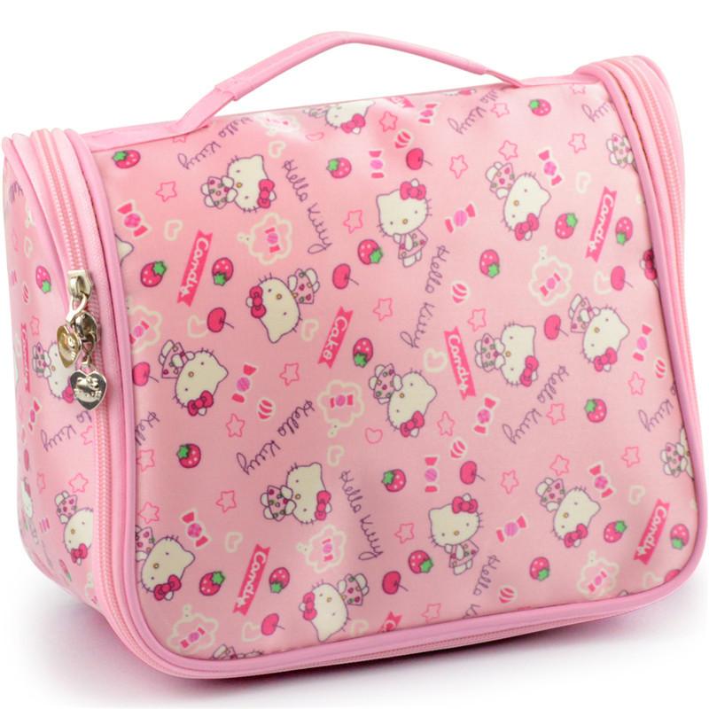 Cute Cartoon Hello Kitty Pokonyan Large Capacity Cosmetic Bag Wholesale Oxford Cloth Travel Portable Storage Bag