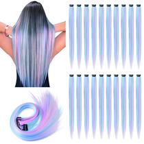foreign trade european and american style wig female ear-hanging mixed color wig set one-card color four-color clip type hair extension straight curly hair pieces