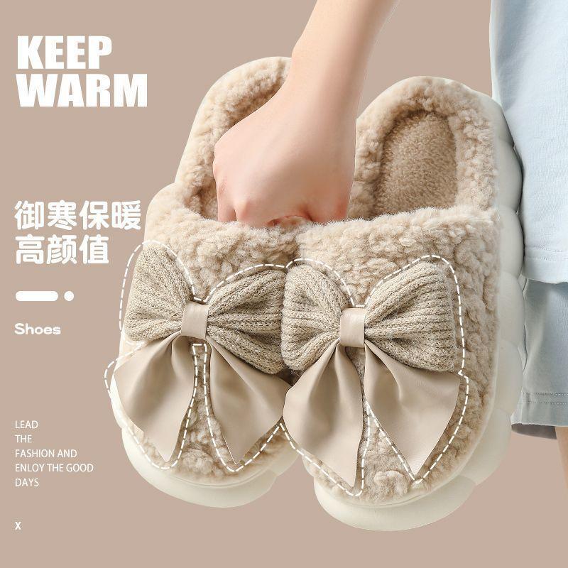 confinement cotton slippers women's winter 2024 new bag heel indoor home warm velvet cotton shoes women's winter details Picture