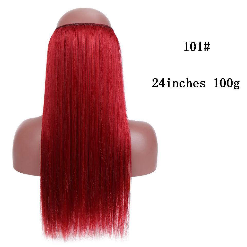 amazon foreign trade european and american cos mermaid hair extension fish line curly hair straight hair multi-color optional ponytail hair extension Item Picture