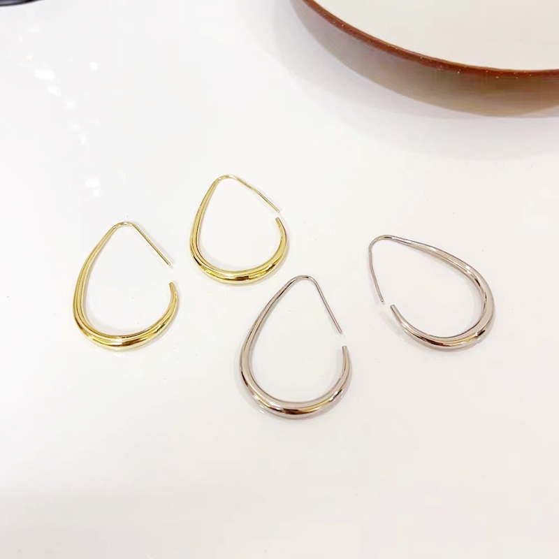 Simple and elegant teardrop ear hook, Korean style copper alloy earrings to modify face shape, geometric oval earrings, high-end earrings Specification image