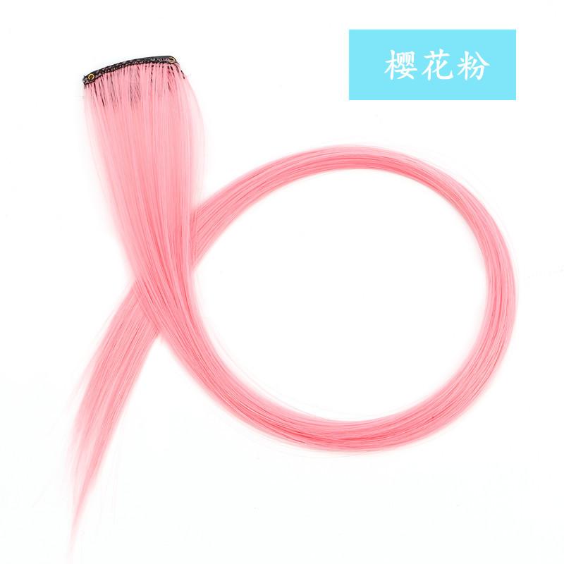 Color Hair Piece Hanging Ear Dyed Hair Extension Color Stripes Matte High-Temperature Fiber Can Be Ironed with a Clip of Long Straight Hair Extension Source Factory Delivery Specification drawing