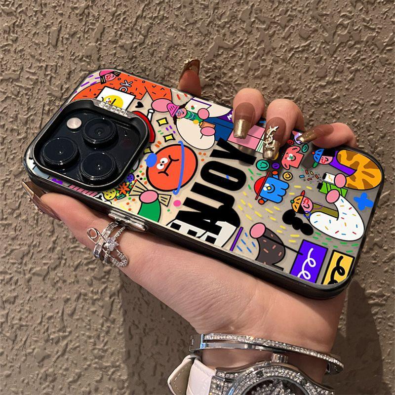 illustration abstract metal button apple 15 phone case iphone14promax/13/12 frosted fashion creative