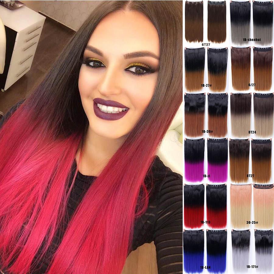 foreign trade wig dyeing gradient hair weft straight hair clip hair weft t color hair extension european and american style wig hair piece wholesale