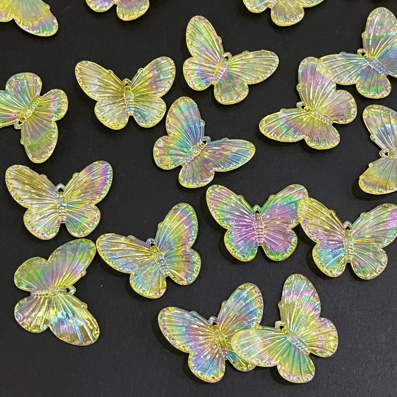 Baroque transparent iriered butterfly cream glue accessories Resin small accessories Baroque ornaments detail image 3