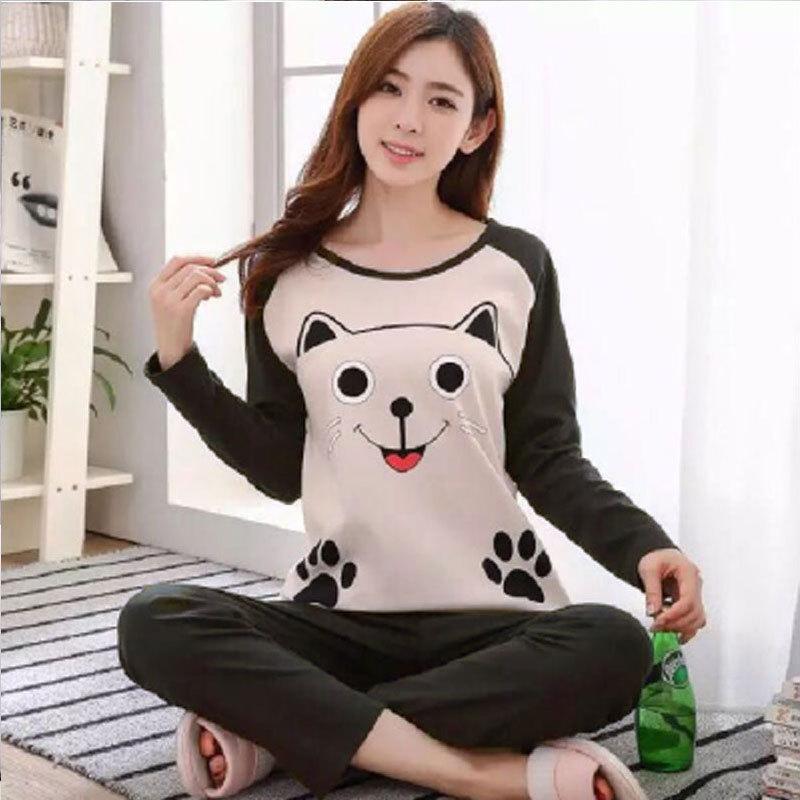 factory direct sales new spring and autumn multiple long-sleeved pajamas women's autumn cartoon cute ladies home leisure suit wholesale details Picture