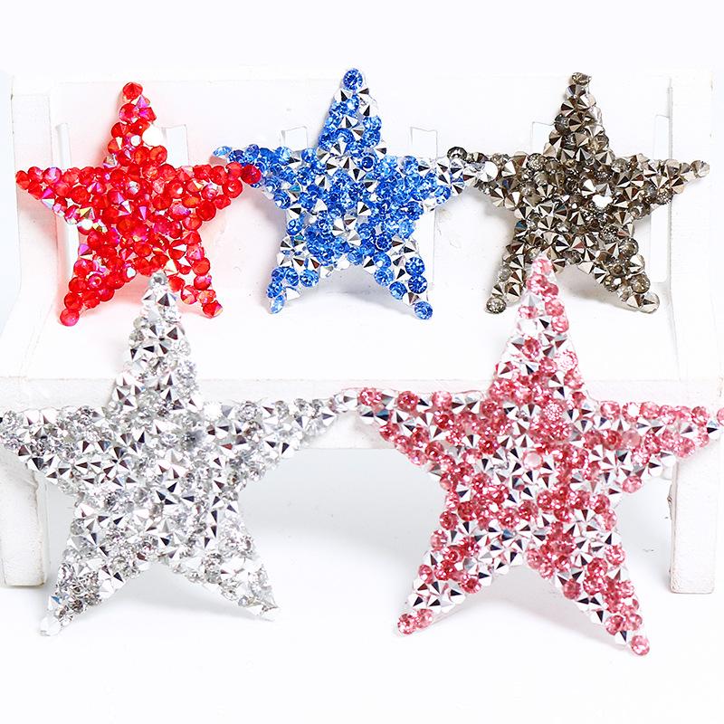Factory Wholesale Color Rhinestone Resin Hot Drilling Five-Pointed Star Applique Clothing Shoes Bags Ornament Stick-on Crystals Materials Accessories