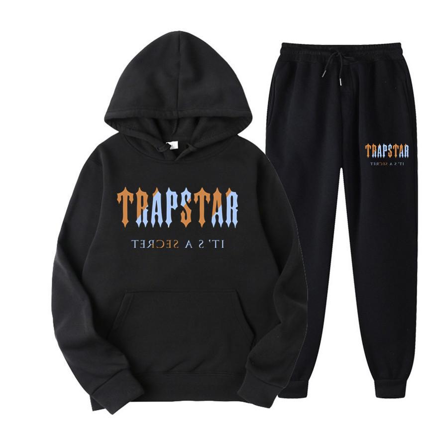 cross-border ozon independent station hot sale european and american fashion brand trapstar printed men's sports sweater hoodie suit
