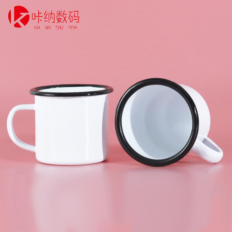 厂家直销怀旧语录搪瓷礼品杯现货批发复古热转印空白杯创意马克杯产品图