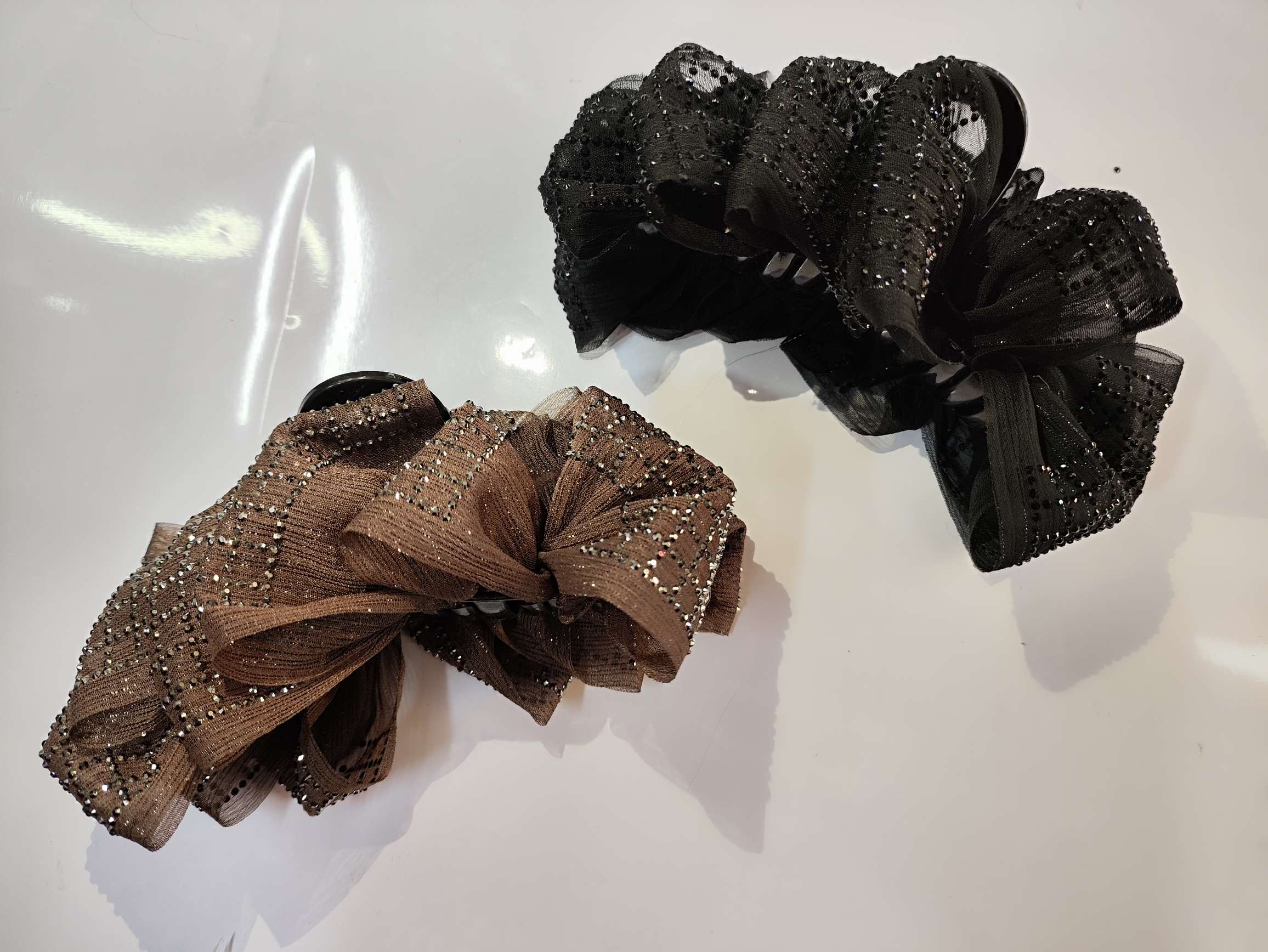 Hair clips for adults, back of the head, ponytail clips, grid diamond, shiny hair accessories, French bow headwear